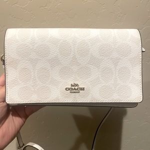 White Coach Foldover Crossbody Clutch